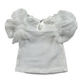 Miss Grant T-Shrit Girocollo Tinta Unita con Applicazioni per Bambina MG1244J BIANCO MISS GRANT 