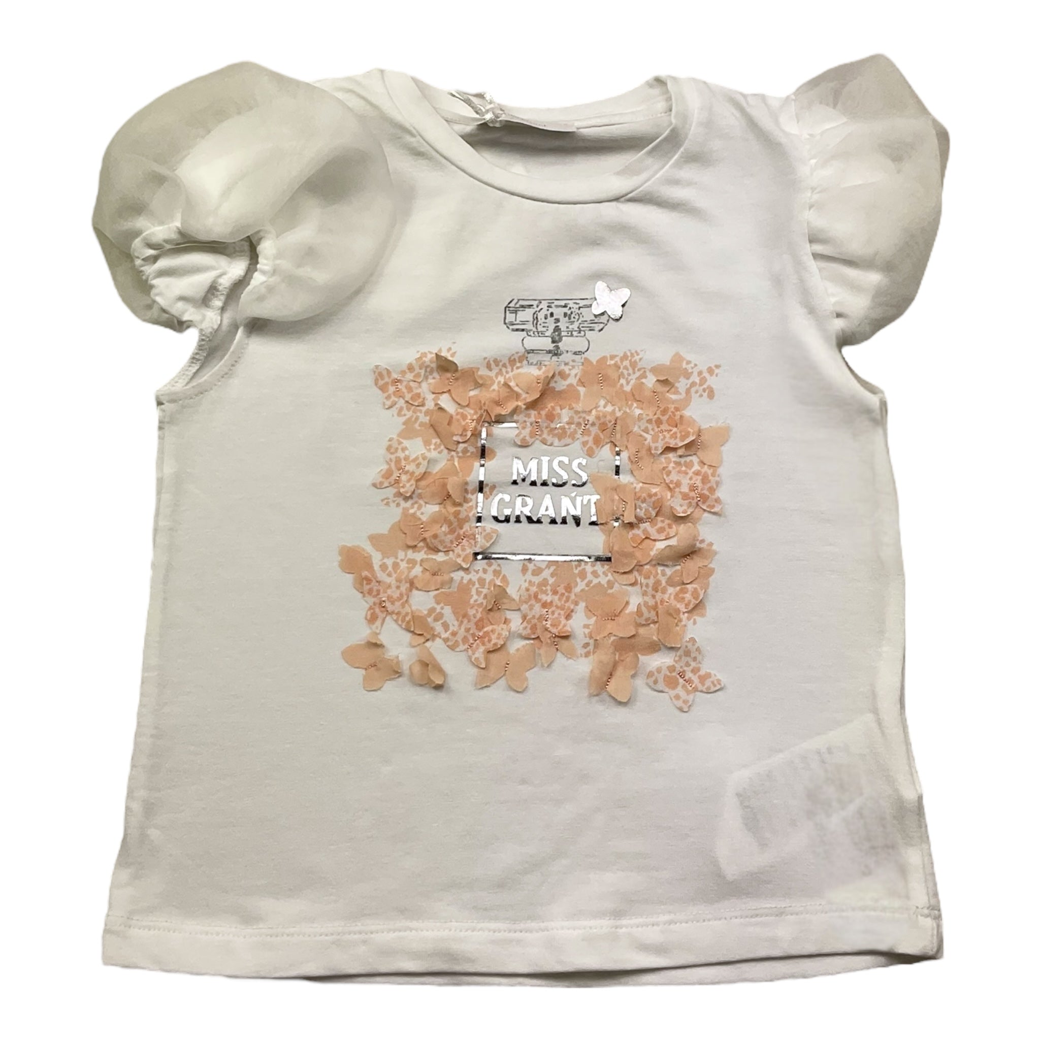 Miss Grant T-Shirt Girocollo Tinta Unita con Stampa In Contrasto per Bambina MG1336J BIANCO MISS GRANT 