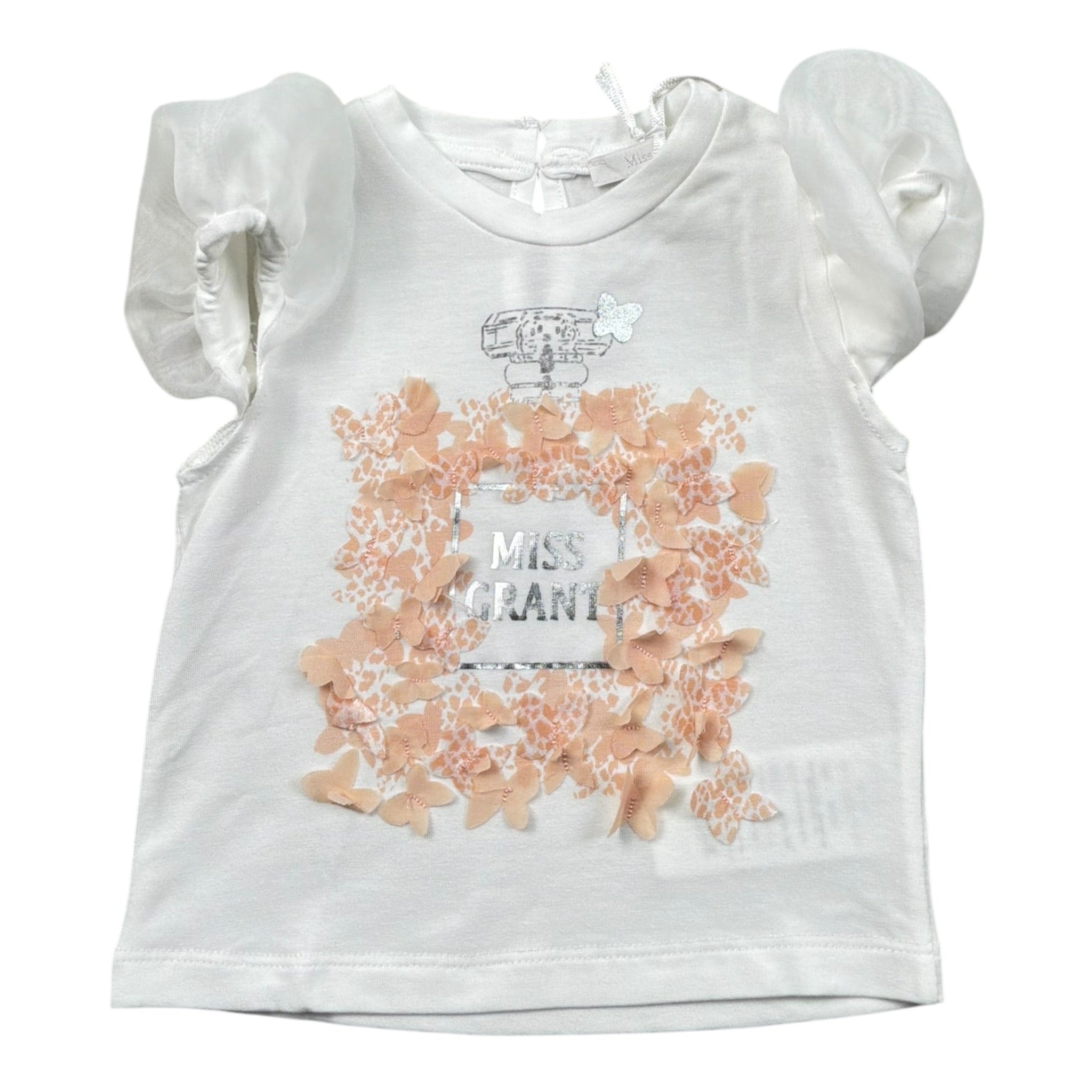 Miss Grant T-Shirt Girocollo tinta unita con Stampa In Contrasto Bianco per Neonata MG1336XX BIANCO MISS GRANT 