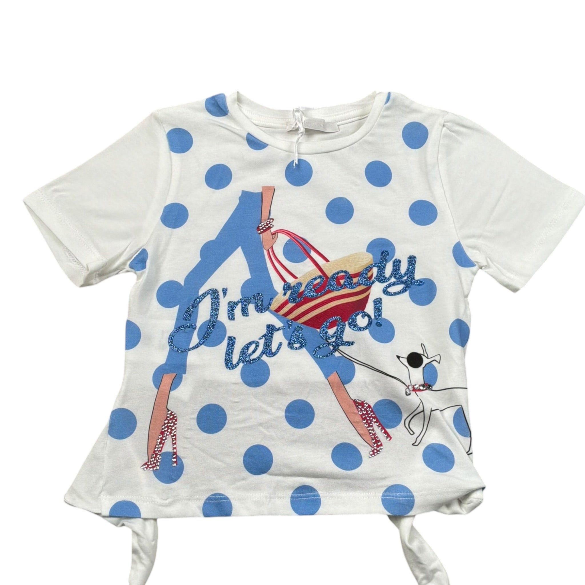 Miss Grant T-Shirt Girocollo tinta unita con Stampa Bianco per Neonata MG237 BIANCO MISS GRANT 