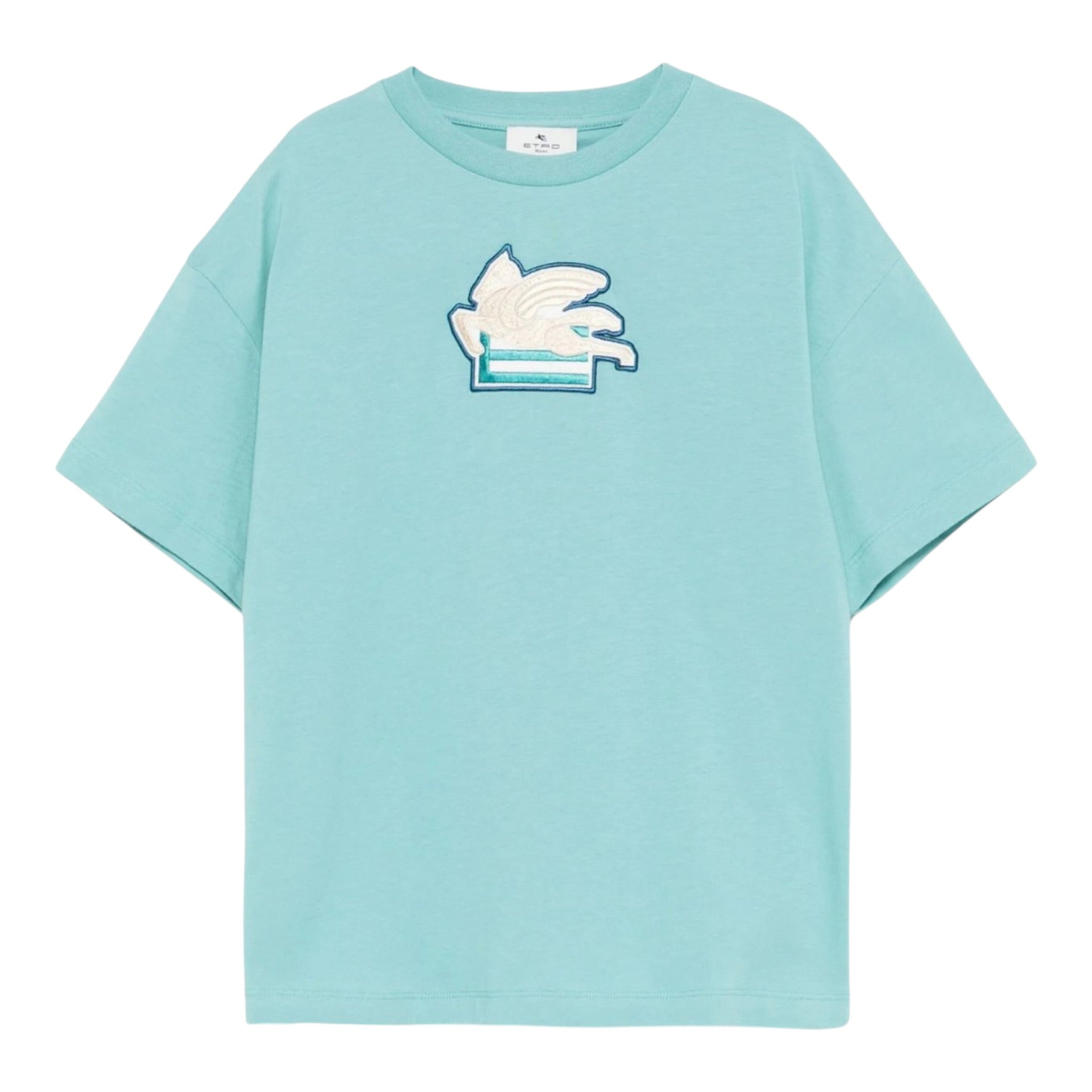 Missoni T-Shirt Girocollo Tinta Unita con Stampa per Bambino GW8P51 VERDE ACQUA MISSONI 