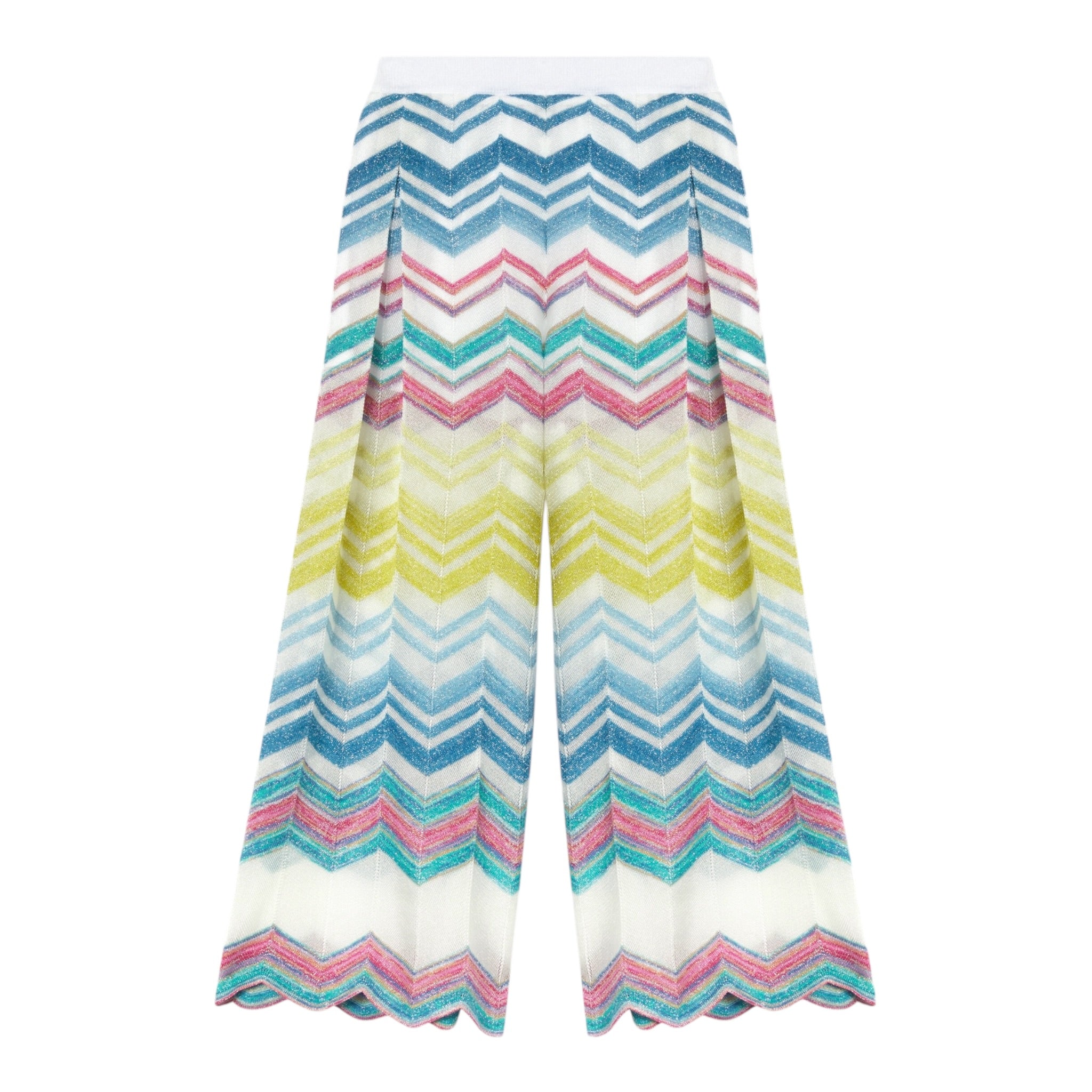 Missoni Pantalone Stampa Fantaisa Modello Palazzo per Bambina MU6B90 BIANCO MISSONI 