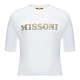 Missoni T-Shirt Tinta Unita con Stampa A Costine per Bambina MU9A41 PANNA MISSONI 