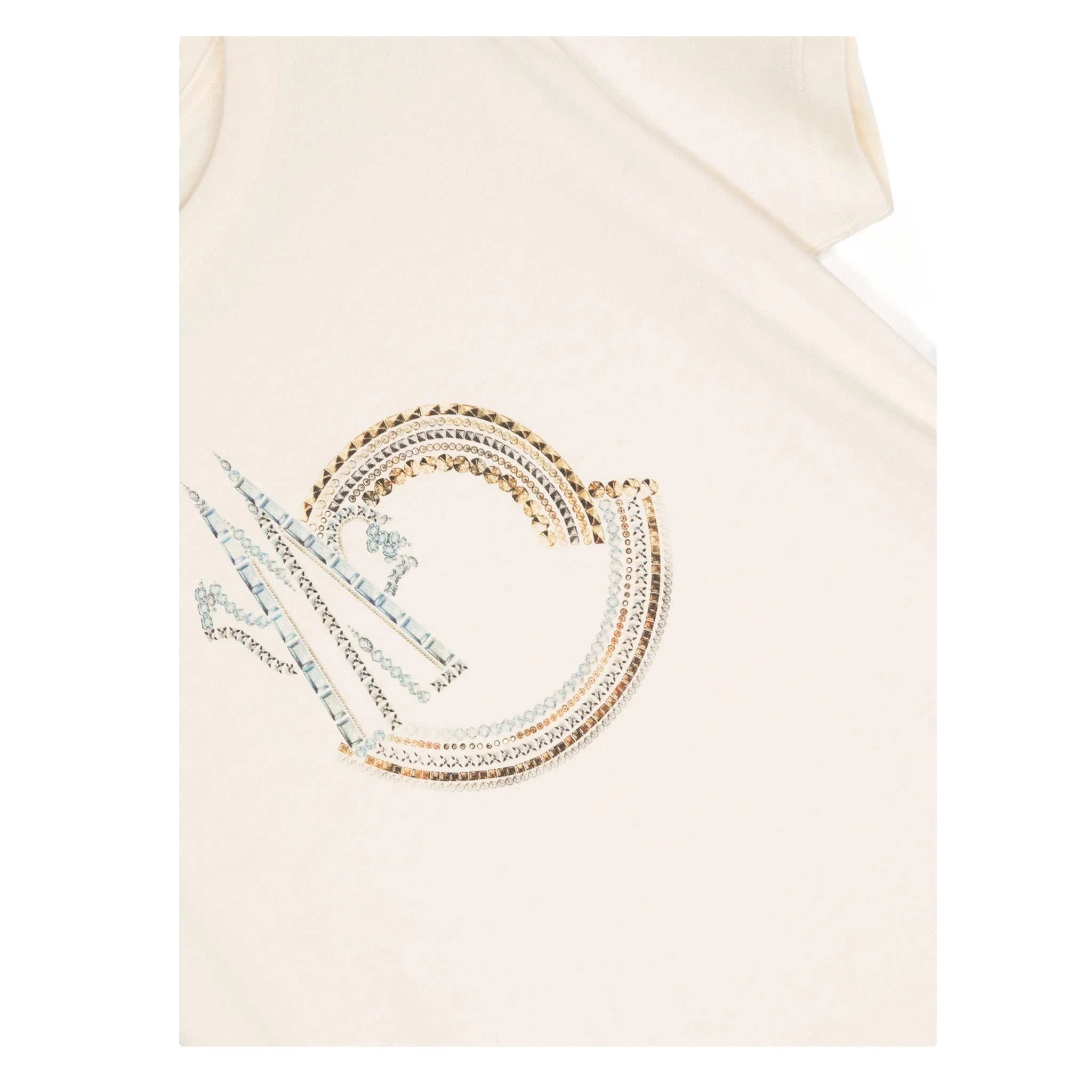 Moncler T-Shirt Girocollo Tinta Unita con Logo per Bambina 8C00026 AVORIO MONCLER 