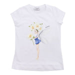 Monnalisa T-Shirt Girocollo Tinta Unita con Stampa per Bambina 113602S2 BIANCO MONNALISA 