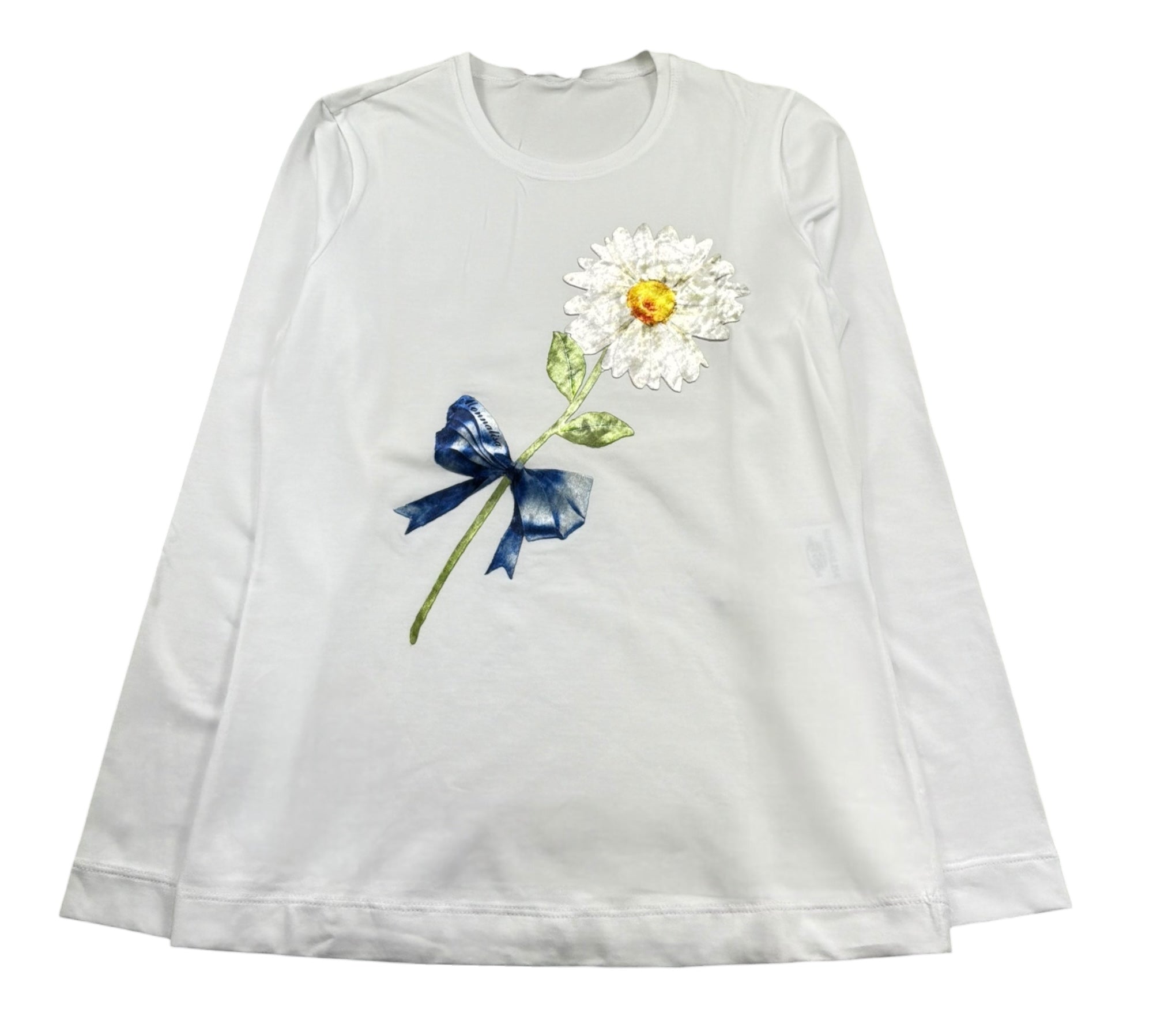 Monnalisa Shirt Girocollo Tinta Unita con Stampa per Bambina 113605A2 BIANCO MONNALISA 