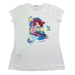 Monnalisa T-Shirt Girocollo Tinta Unita con Stampa Ariel per Bambina 113628P9 BIANCO MONNALISA 