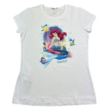 Monnalisa T-Shirt Girocollo Tinta Unita con Stampa Ariel per Bambina 113628P9 BIANCO MONNALISA 
