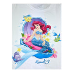 Monnalisa T-Shirt Girocollo Tinta Unita con Stampa Ariel per Bambina 113628P9 BIANCO MONNALISA 