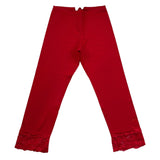 Monnalisa Leggins Tinta Unita con Ricami per Bambina 117402A1 ROSSO MONNALISA 