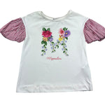 Monnalisa T-Shirt Girocollo Tinta Unita con Maniche In Contrasto per Bambina 117607SF BIANCO MONNALISA 