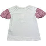 Monnalisa T-Shirt Girocollo Tinta Unita con Maniche In Contrasto per Bambina 117607SF BIANCO MONNALISA 