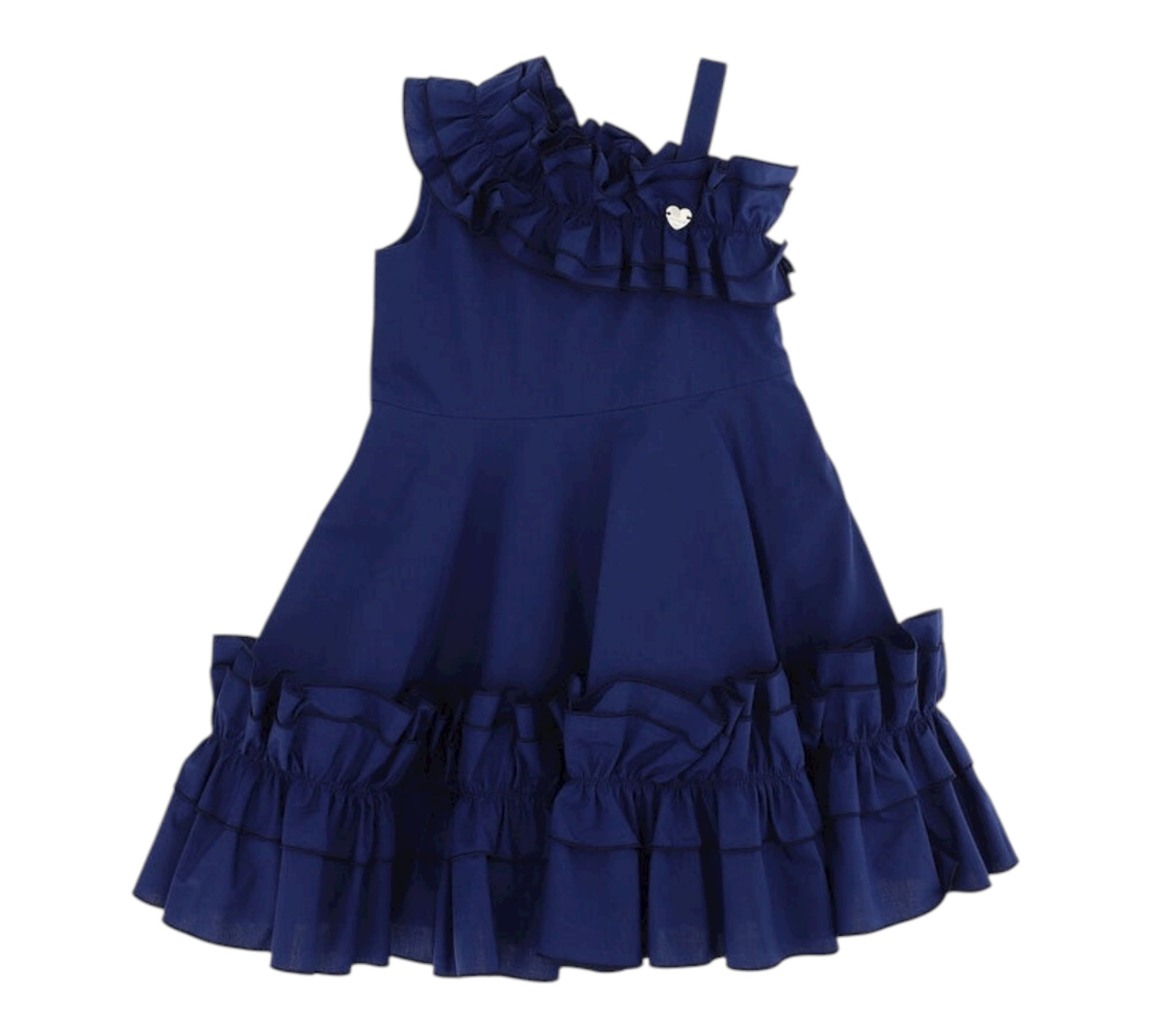 Monnalisa Abito Monospalla Tinta Unita per Bambina 117929A1 BLU MONNALISA 