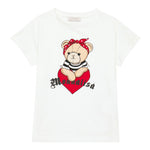 Monnalisa T-Shirt Girocollo Tinta Unita con Orsi per Bambina 119615 BIANCO MONNALISA 