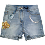 Monnalisa Short In Denim Tinta Unita con Ricami per Bambina 191403R2 AZZURRO MONNALISA 