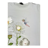 Monnalisa T-Shirt Girocollo Tinta Unita con Stampa Fiori per Bambina 193601S1 BIANCO MONNALISA 