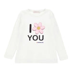 Monnalisa Shirt Girocollo Tinta Unita con Stampa per Bambina 19D632 BIANCO MONNALISA 