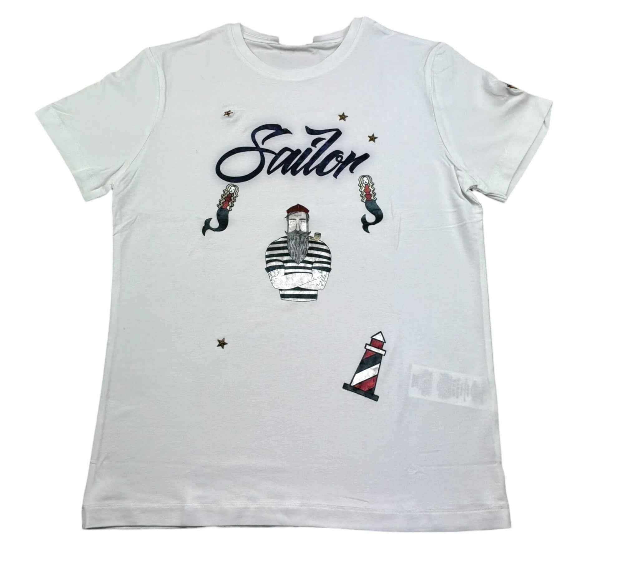 Monnalisa T-Shirt Girocollo Tinta Unita con Stampa per Bambino 253602 BIANCO MONNALISA 
