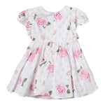 Monnalisa Abito Mezza Manica Tinta Unita con Stampe Rose per Neonata 31A909 BIANCO MONNALISA 