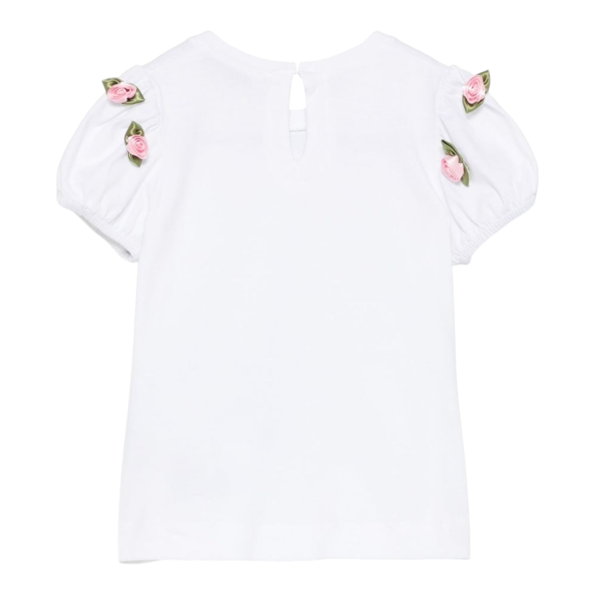 Monnalisa T-Shirt Girocollo Tinta Unita con Applicazioni per Neonata 31E604N BIANCO MONNALISA 