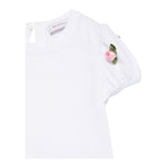Monnalisa T-Shirt Girocollo Tinta Unita con Applicazioni per Neonata 31E604N BIANCO MONNALISA 