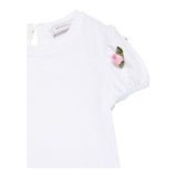 Monnalisa T-Shirt Girocollo Tinta Unita con Applicazioni per Neonata 31E604N BIANCO MONNALISA 