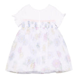 Monnalisa Abito Mezza Manica con Gonna Tulle per Bambina 31E906J BIANCO MONNALISA 