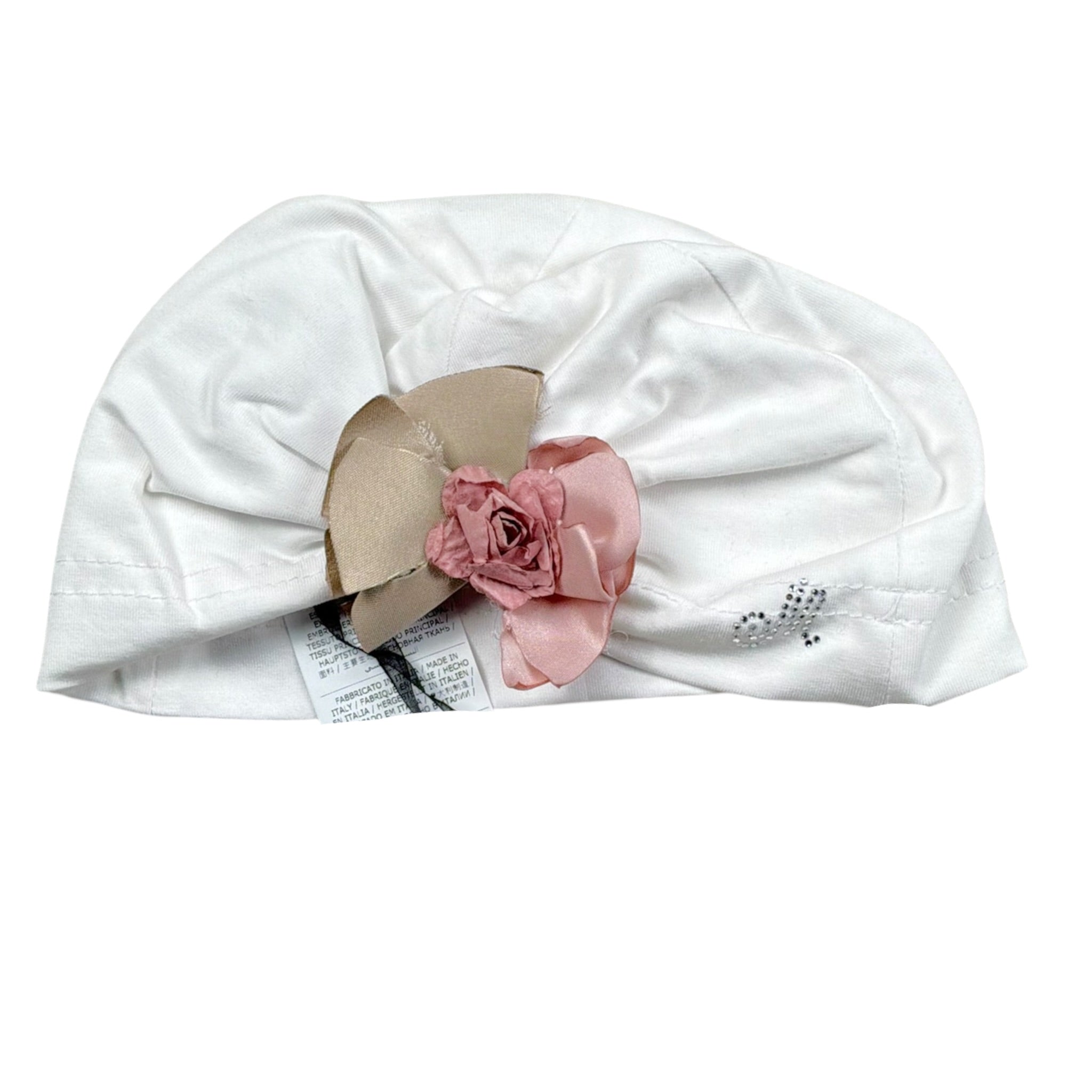 Monnalisa Cappello Tinta Unita con Applicazione per Neonata 355024 BIANCO MONNALISA 