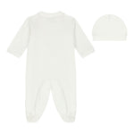 Monnalisa Set Tutina-Cappello Tinta Unita con Stampa per Neonata 35D502 PANNA MONNALISA 