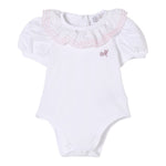 Monnalisa Body Tinta Unita Mezza Manica con Rouches per Neonata 37E300X BIANCO MONNALISA 
