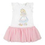 Monnalisa Abito Mezza Manica Tinta Unita con Gonna Tulle per Neonata 39E905 BIANCO/ROSA MONNALISA 