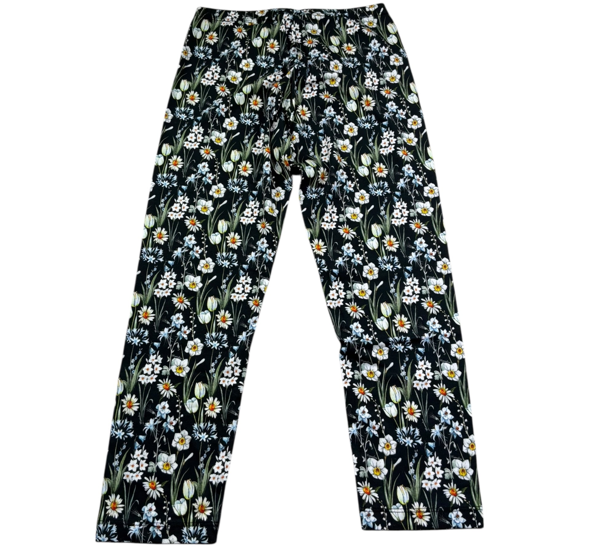 Monnalisa Leggins Tinta Unita Fantasia Floreale per Bambina 413410 NERO MONNALISA 