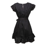 Monnalisa Abito Tinta Unita con Cuciture In Contrasto per Bambina 417907 NERO MONNALISA 
