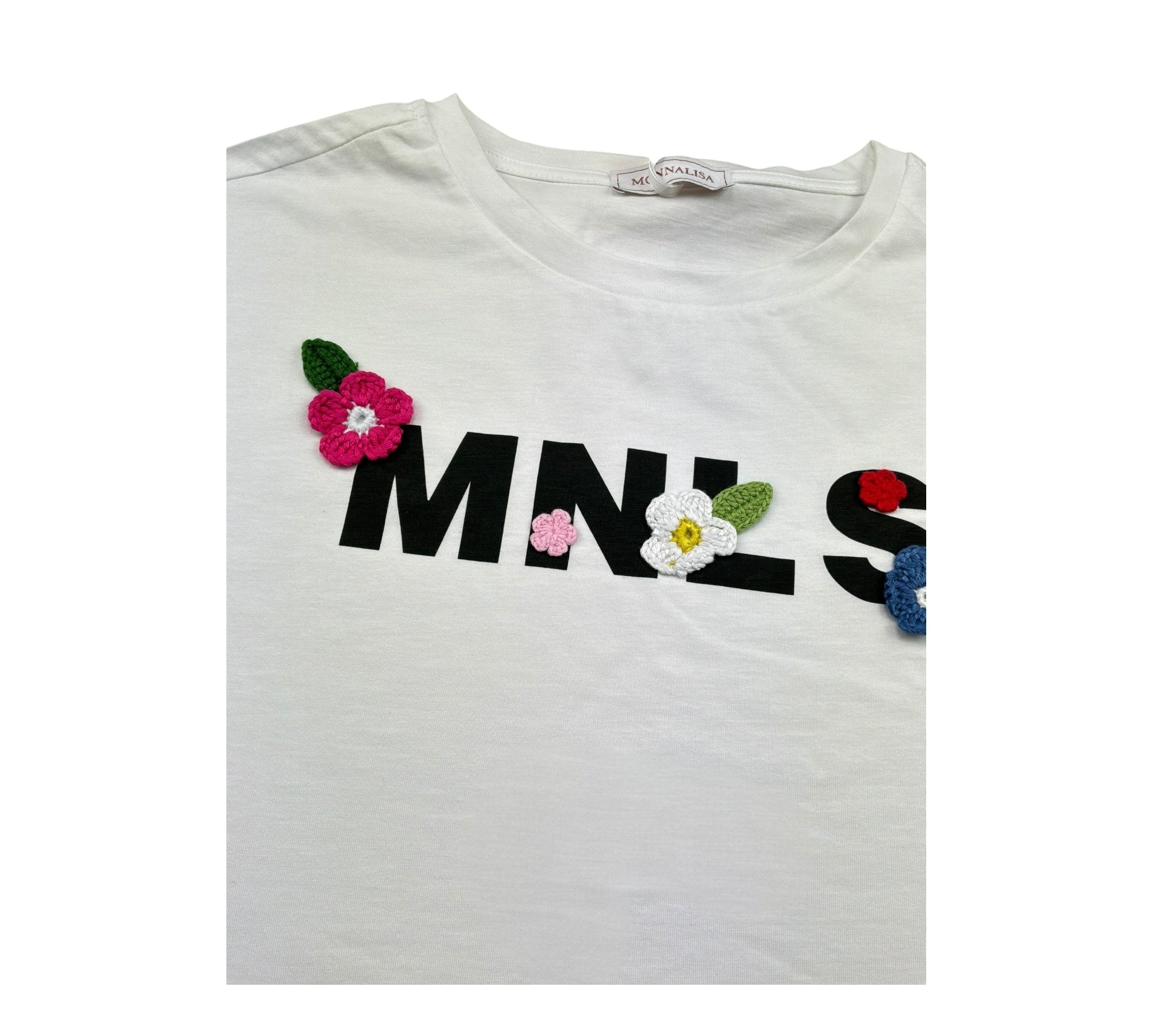 Monnalisa T-Shirt Girocollo Tinta Unita con Stampa  per Bambina 419606 BIANCO MONNALISA 
