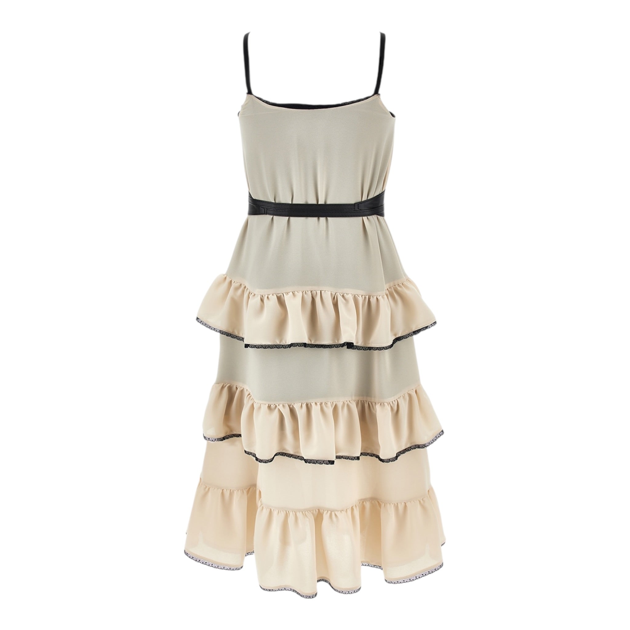 Monnalisa Abito Tinta Unita con Ruches per Bambina 41E905 BEIGE MONNALISA 