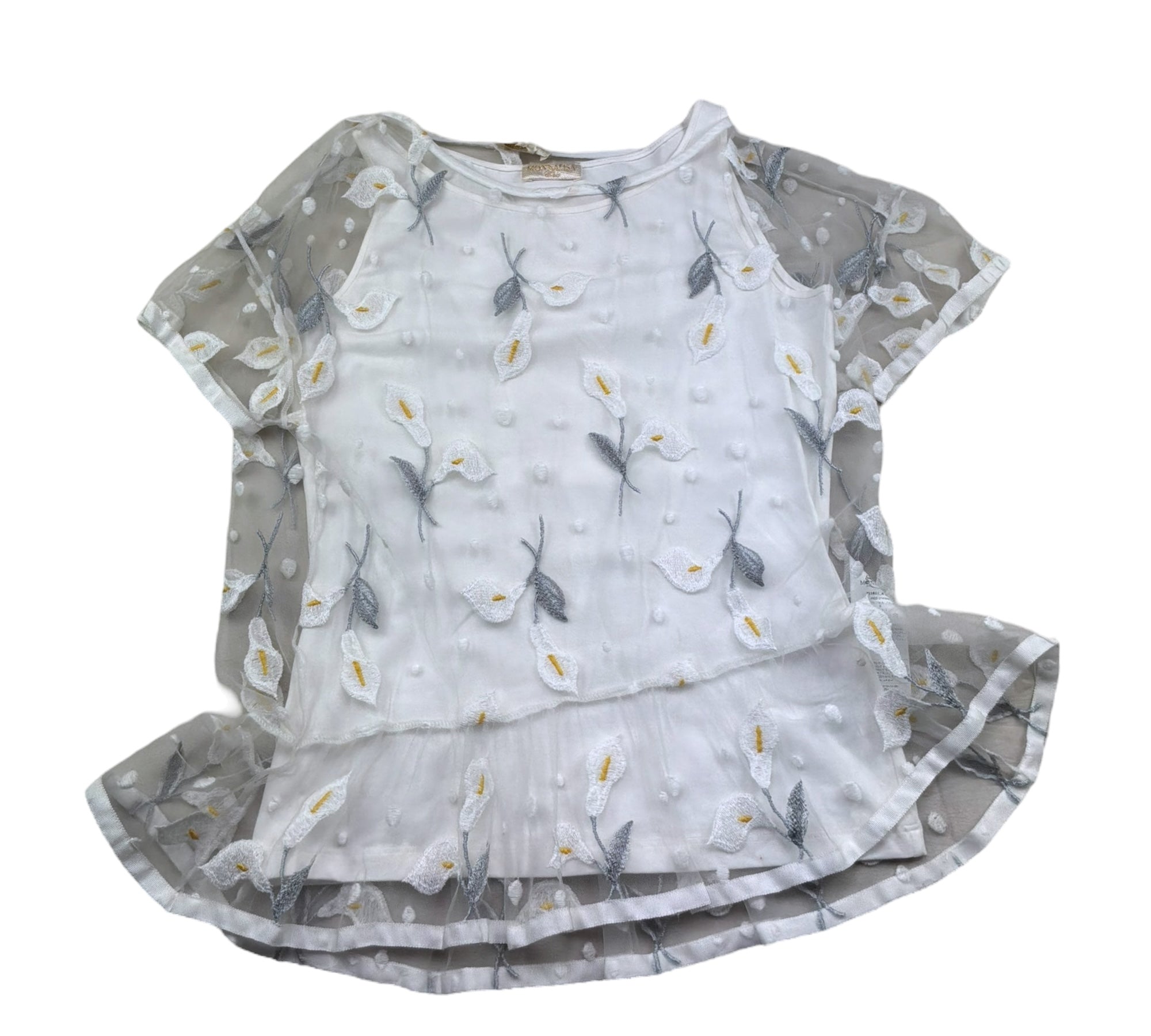 Monnalisa Camicia Velata Tinta Unita con Canotta per Bambina 711611 BIANCO MONNALISA 