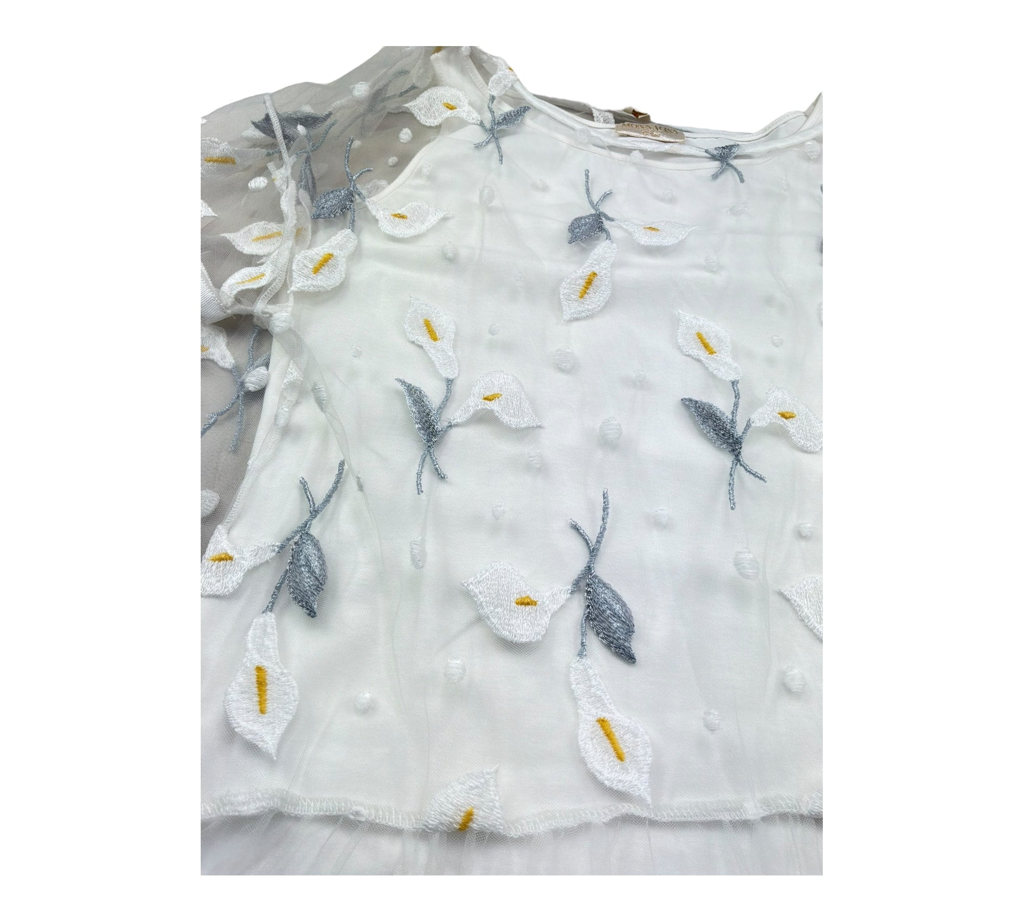 Monnalisa Camicia Velata Tinta Unita con Canotta per Bambina 711611 BIANCO MONNALISA 