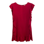 Monnalisa Abito Tinta Unita con Rouches per Bambina 711904 ROSSO MONNALISA 