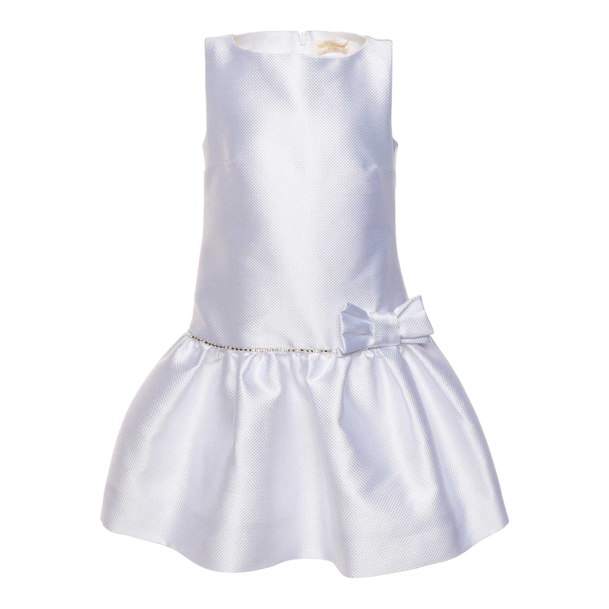 Monnalisa Abito Cerimonia Tinta Unita con Brillantini per Bambina 71192 BIANCO MONNALISA 
