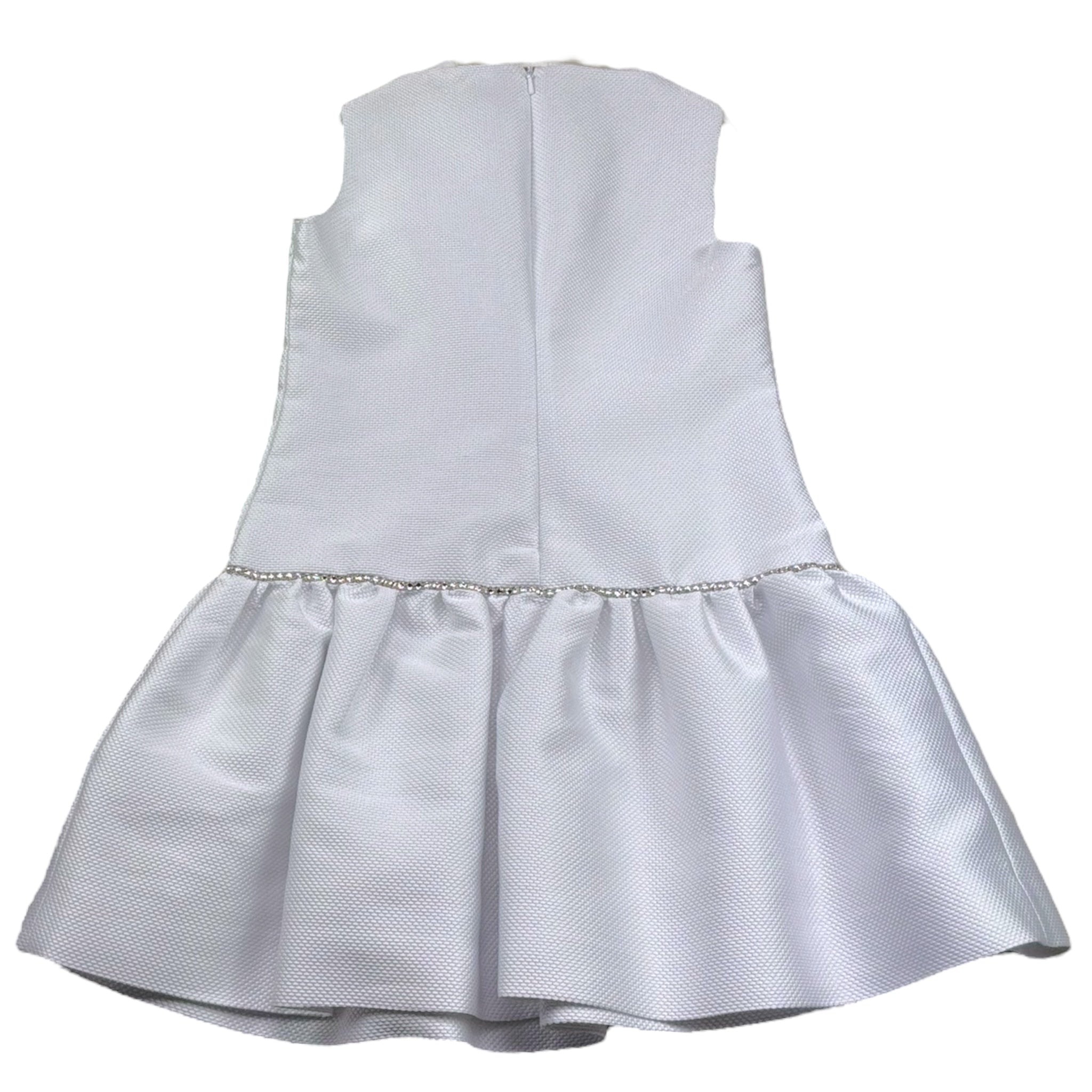 Monnalisa Abito Cerimonia Tinta Unita con Brillantini per Bambina 71192 BIANCO MONNALISA 