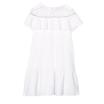 Monnalisa Abito Cerimonia Tinta Unita Mezza Manica per Bambina 719906 BIANCO MONNALISA 
