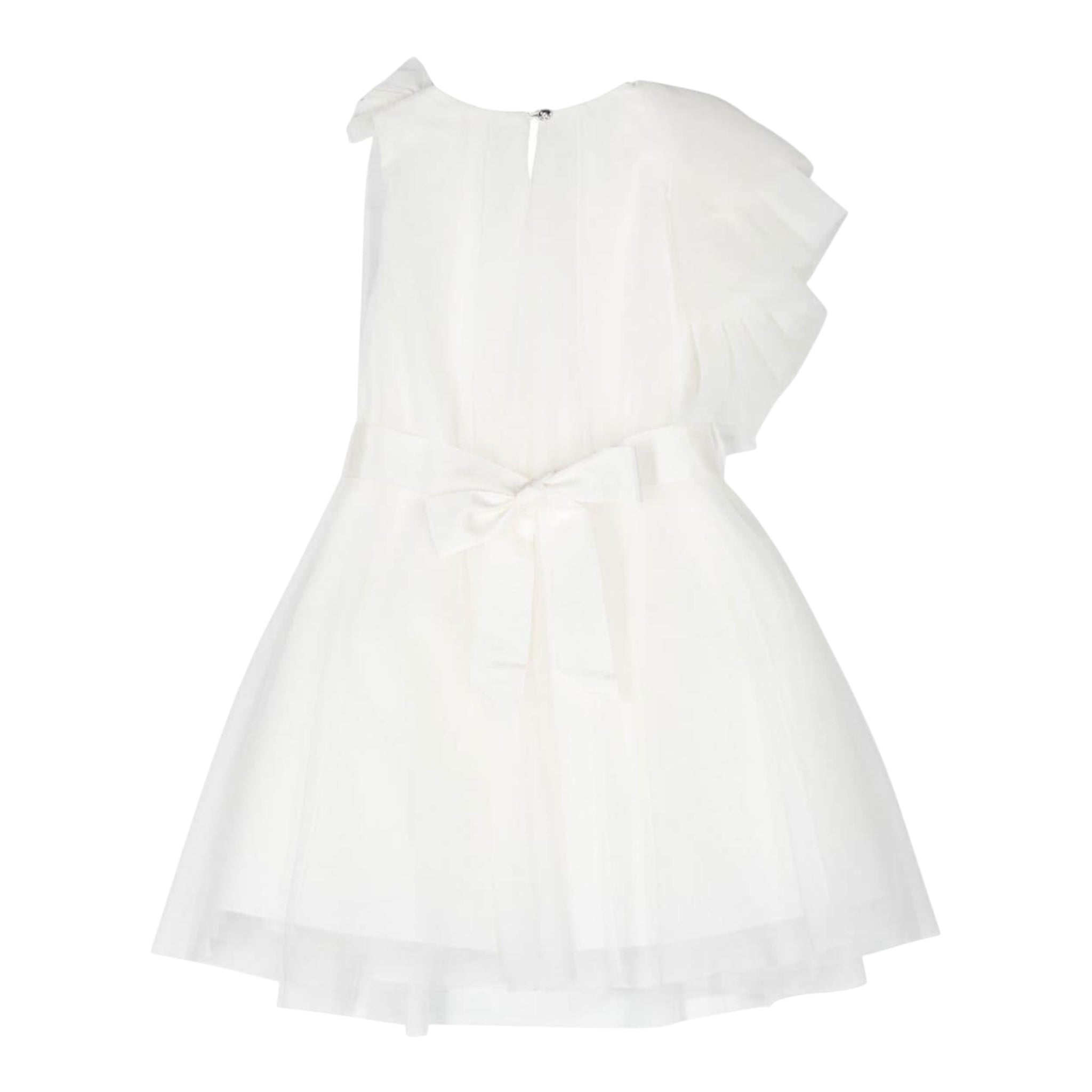 Monnalisa Abito Cerimonia Tinta Unita con Tulle per Bambina 71A914 BIANCO MONNALISA 