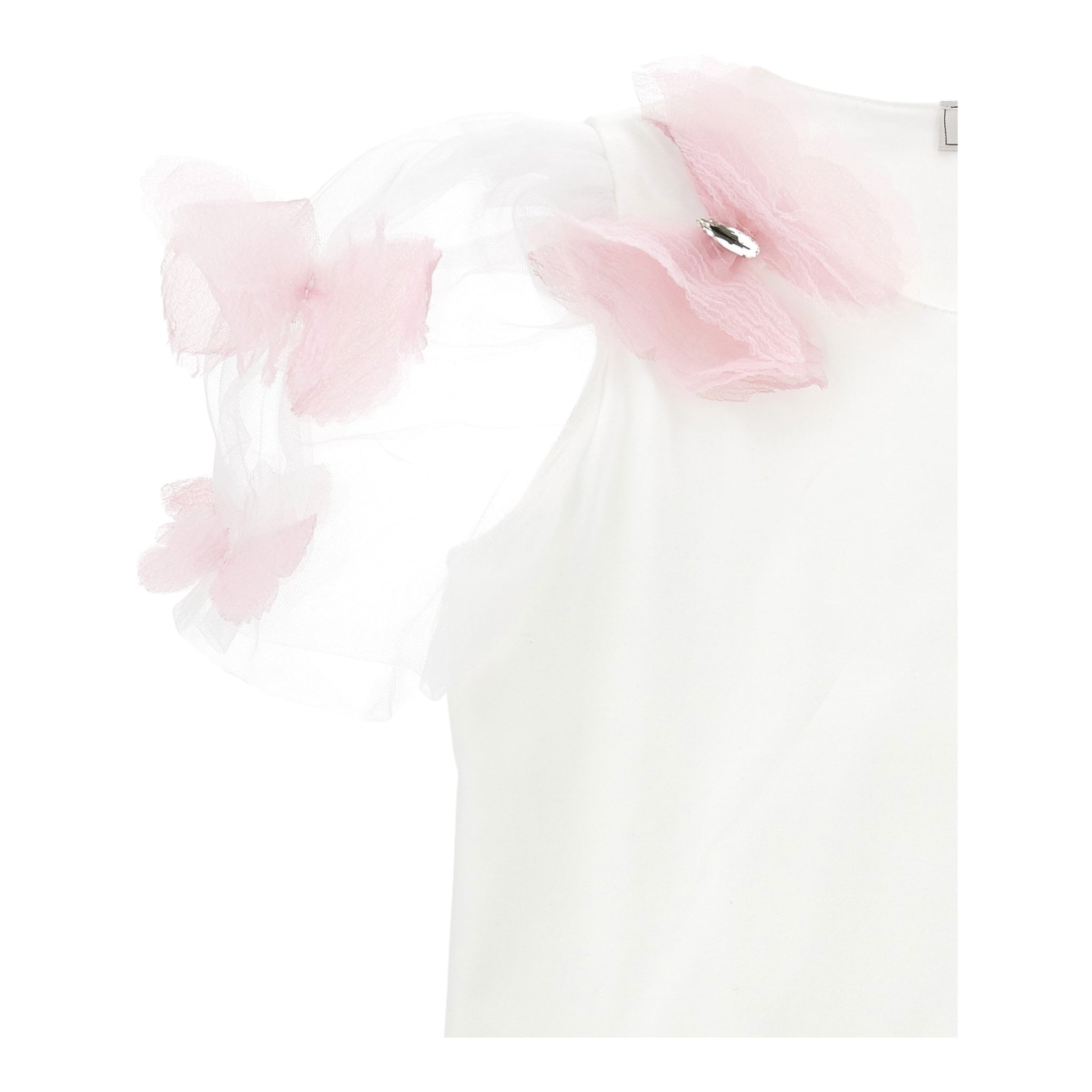 Monnalisa T-Shirt Tinta Unita con Applicazioni per Bambina 71E605 BIANCO MONNALISA 
