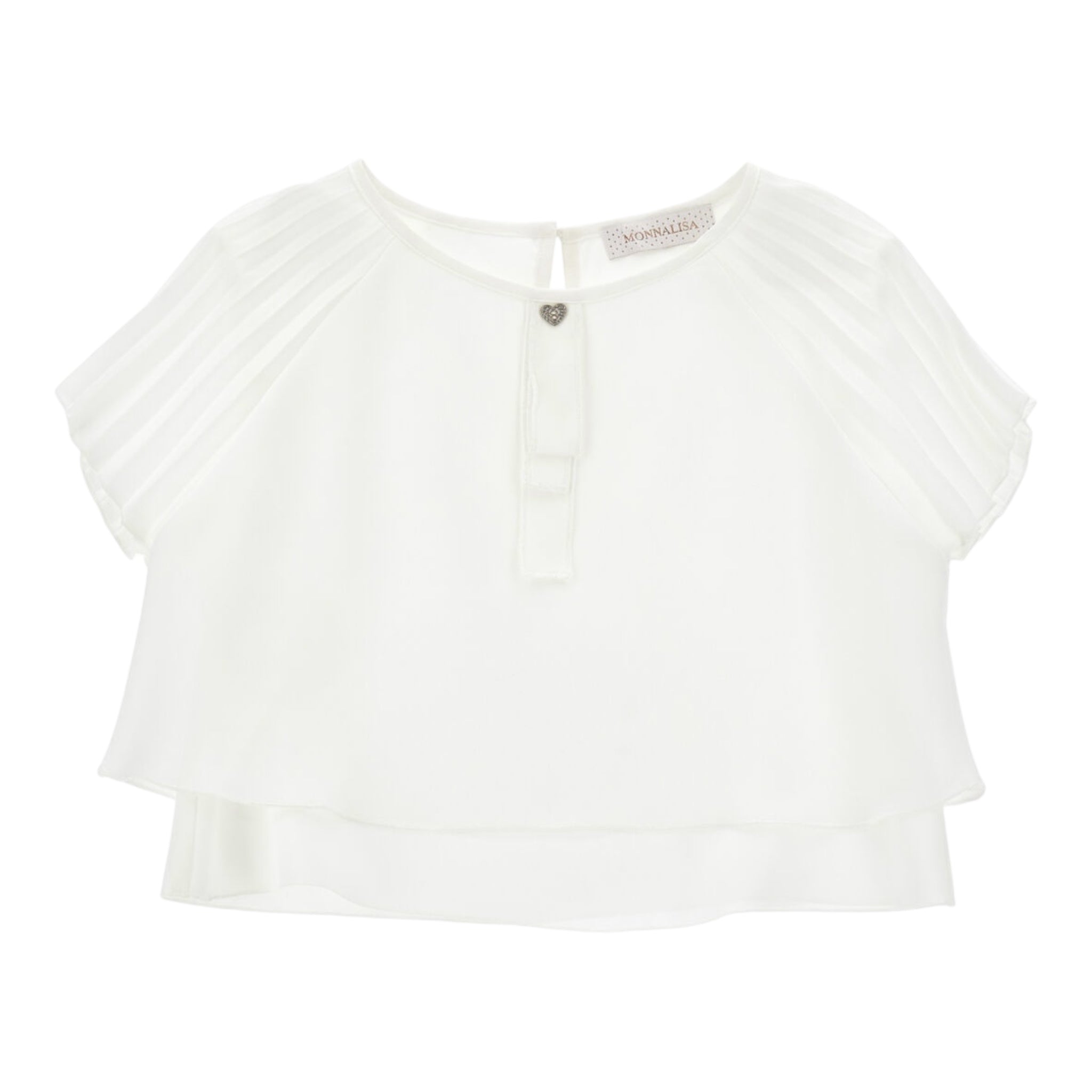 Monnalisa Camicia Mezza Manica Tinta Unita per Bambina 79E610X BIANCO MONNALISA 