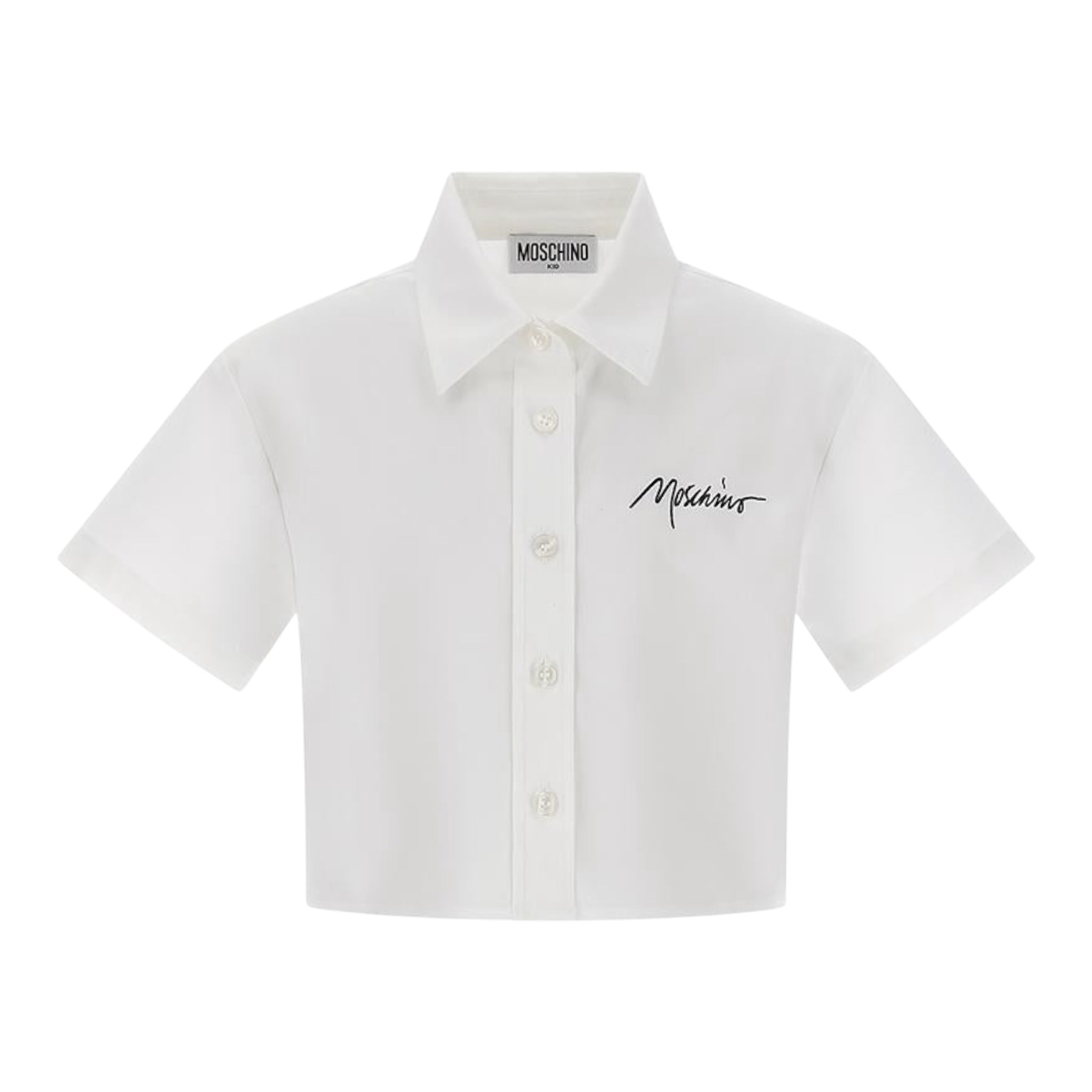 Moschino Camicia Mezza Manica Tinta Unita con Stampa per Bambina HDC024 BIANCO MOSCHINO 
