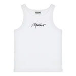 Moschino Canotta Girocollo Tinta Unita con Ricamo Logo per Bambina HDM06 BIANCO MOSCHINO 