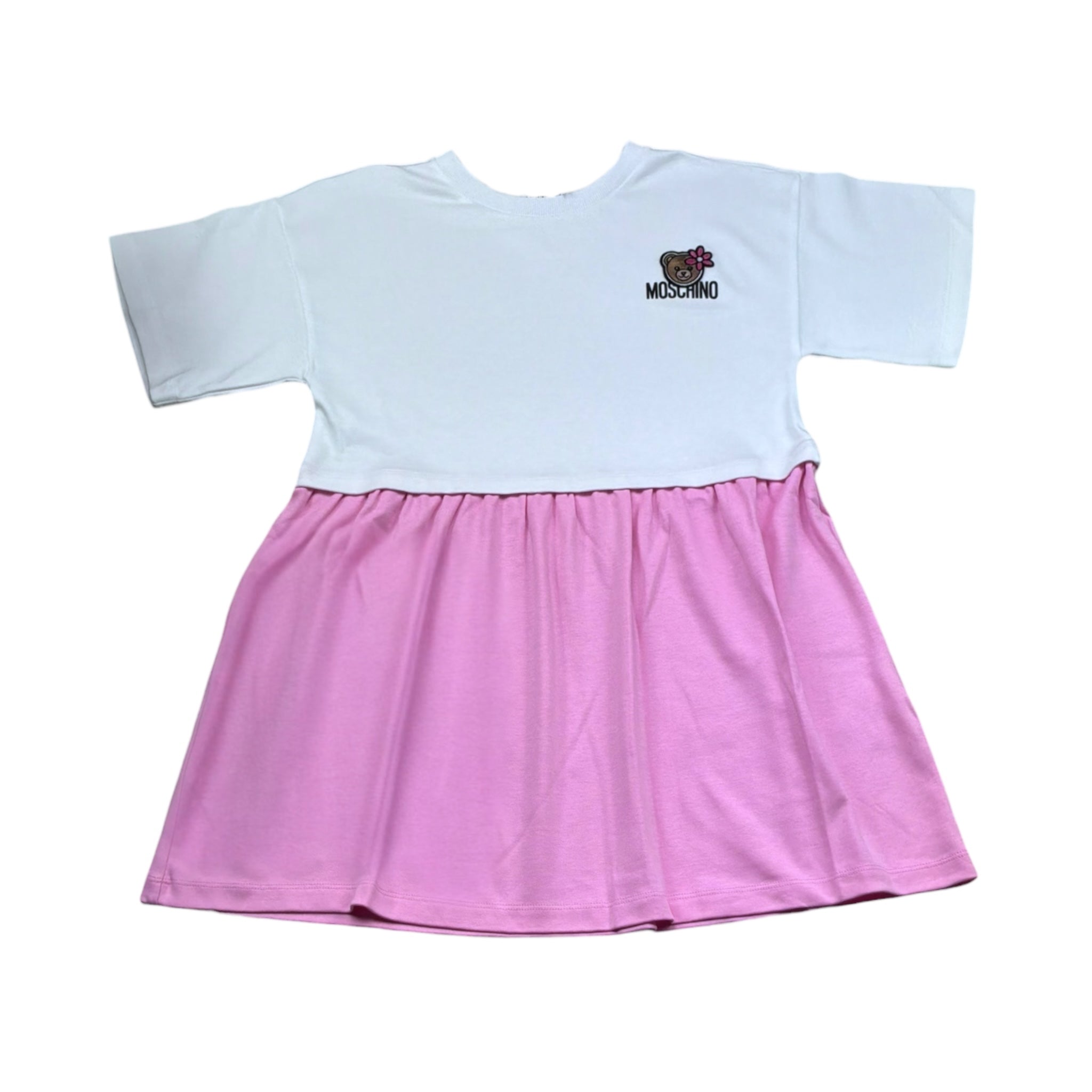 Moschino Abito Bicolore Mezza Manica per Bambina HDV0HR BIANCO/ROSA MOSCHINO 