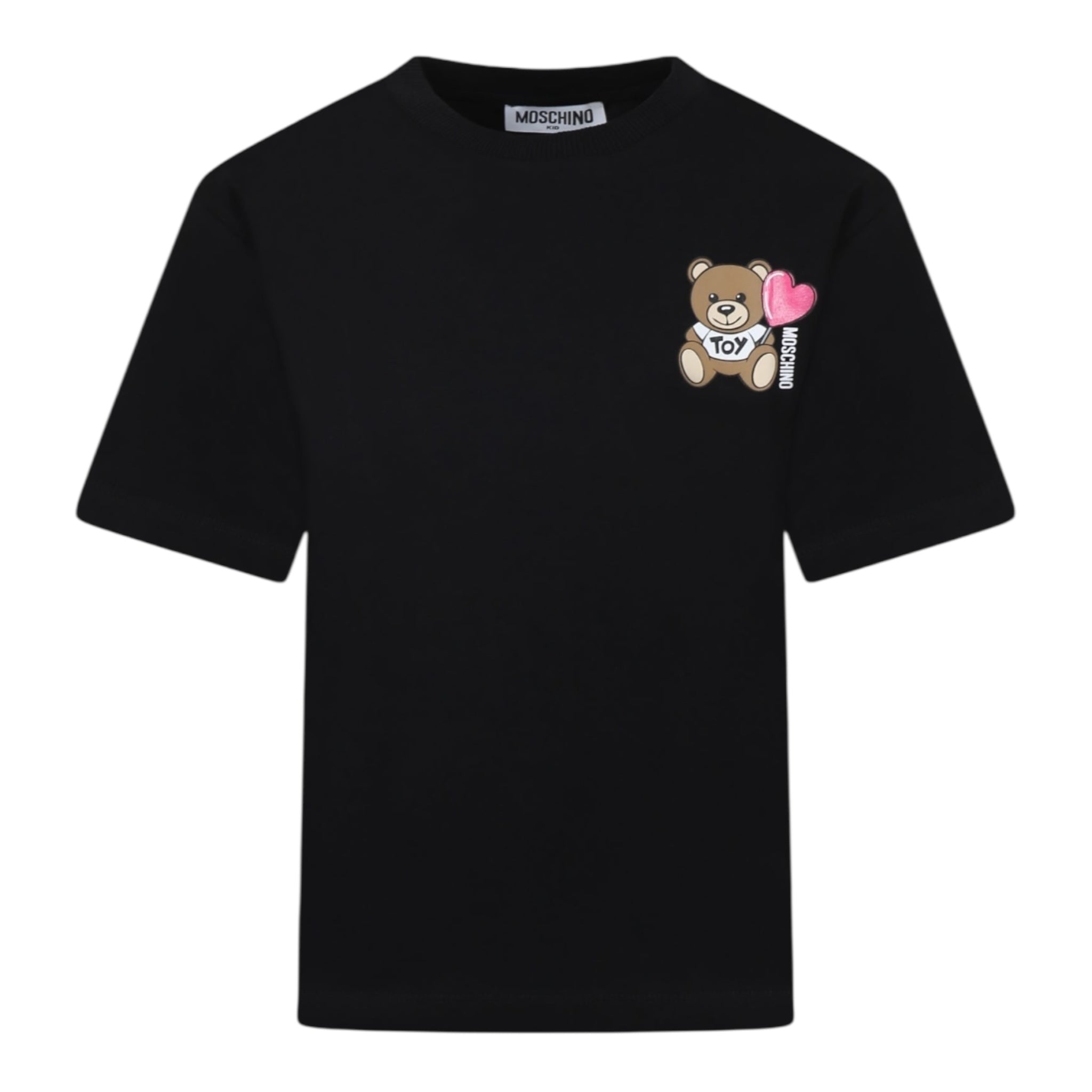 Moschino T-Shirt Girocollo Tinta Unita con Stampa per Bambina HHM060 NERO MOSCHINO 