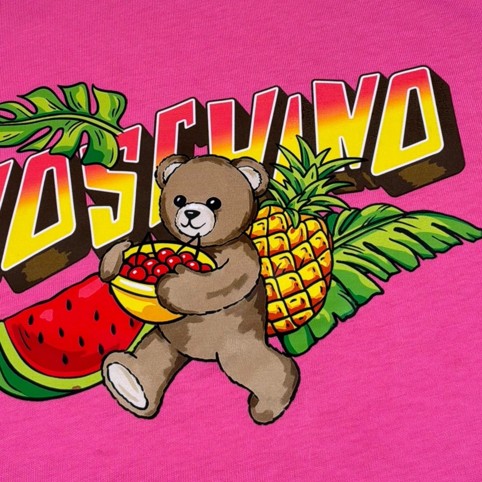 Moschino T-Shirt Girocollo Tinta Unita con Stampa per Bambina HJM060 FUXIA MOSCHINO 