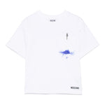 Moschino T-Shirt Girocollo Tinta Unita con Taschino per Bambino HUM055X BIANCO MOSCHINO 